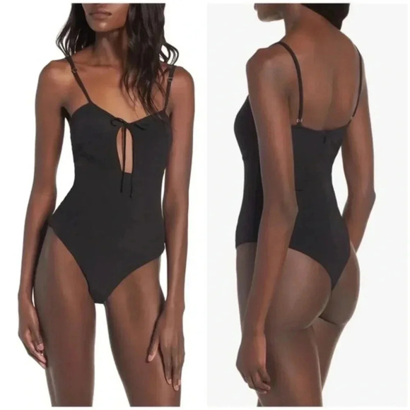 FOR LOVE & LEMONS | Womens Melanie Thong Bodysuit Black Size Medium - Picture 1 of 8